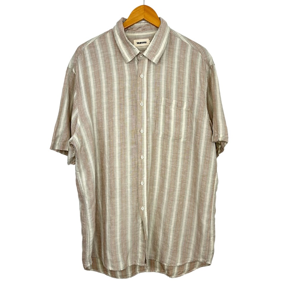 Taylor Stitch Beige Striped Casual Button Down Shirt